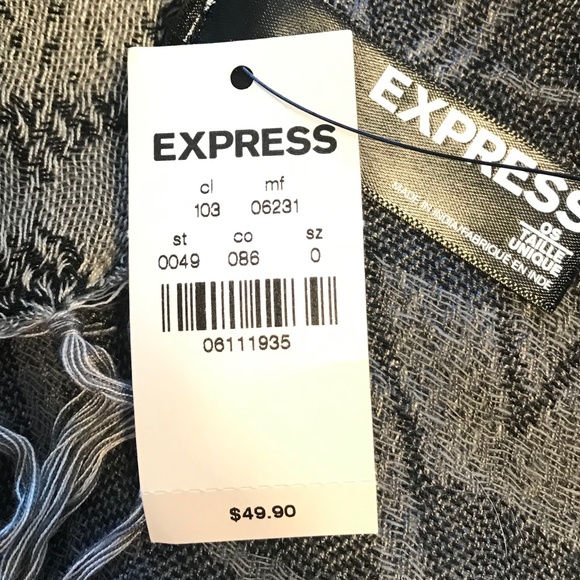 White&Gray Express Poncho w/ Fringe - Picture 5 of 5